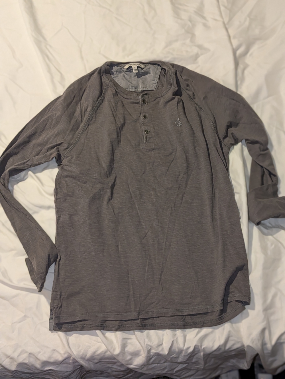 Calvin Klein Men’s Long-Sleeve Henley Shirt - Charcoal Gray